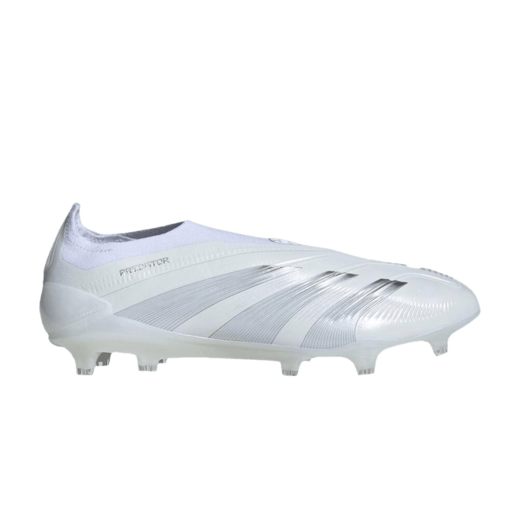Adidas Predator 24 Elite Laceless FG 'Pearlized Pack' Sample — Cloud White/Silver Metallic/Cloud White