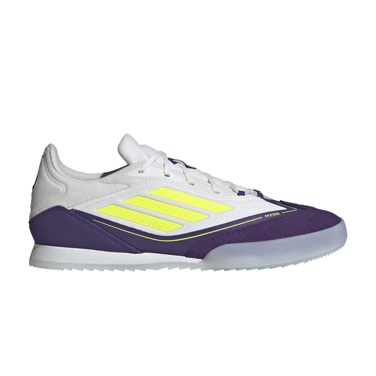 Lionel Messi x adidas Adizero F50 Freestyle 24 'Triunfo Estelar Pack' — Cloud White/Lucid Lemon/Purple