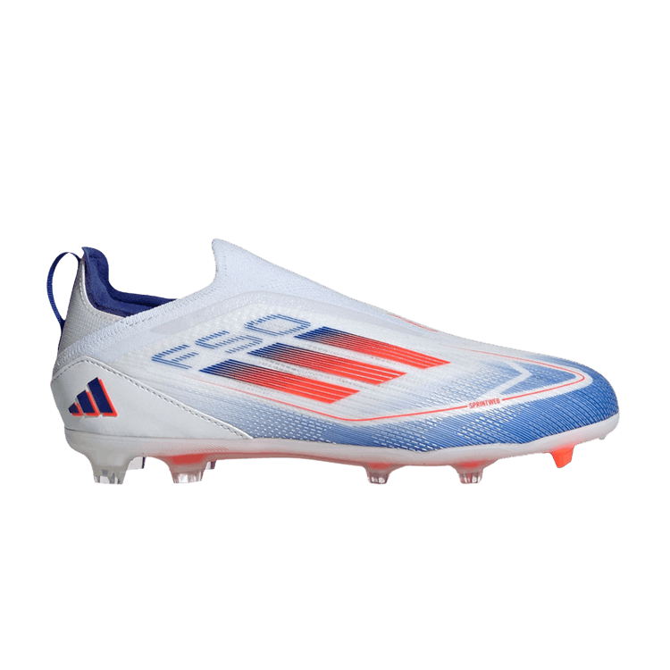 adidas Adizero F50 Pro Laceless FG J 'Advancement Pack' — Cloud White/Solar Red/Lucid Blue