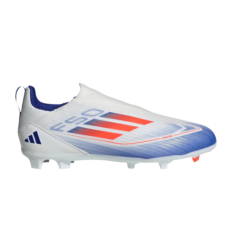 Adidas Adizero F50 League Laceless MG J 'Advancement Pack' — Cloud White/Solar Red/Lucid Blue