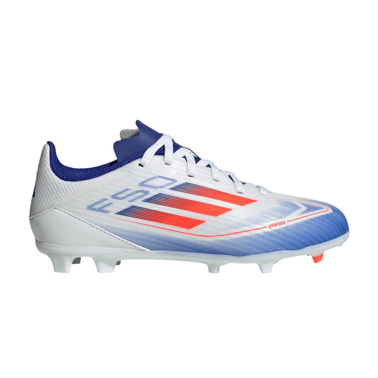 Adidas Adizero F50 League MG J 'Advancement Pack' — Cloud White/Solar Red/Lucid Blue