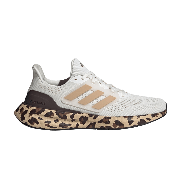 adidas Wmns PureBoost 23 'Leopard' — Core White/Gold Metallic/Shadow Brown