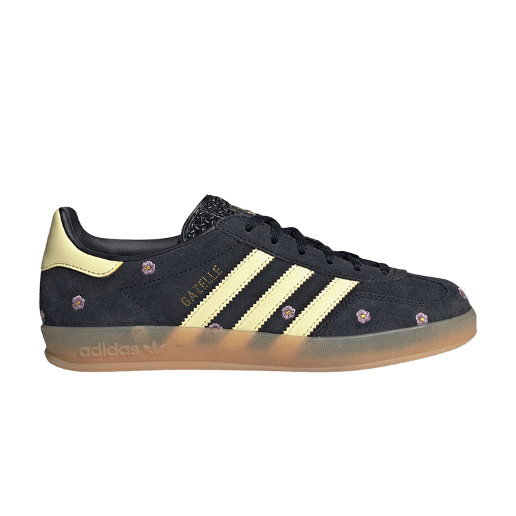 adidas Wmns Gazelle Indoor 'Black Floral Embroidery' — Core Black/Almost Yellow/Silver Dawn