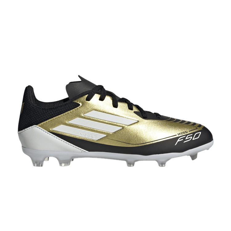 Adidas Messi Adizero F50 League FG MG K 'Triunfo Dorado' — Gold Metallic/Cloud White/Core Black