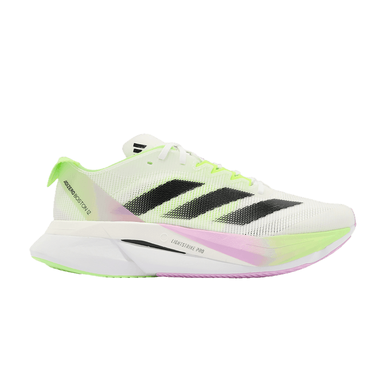 adidas Wmns Adizero Boston 12 'White Black Green Spark' — Cloud White/Core Black/Green Spark