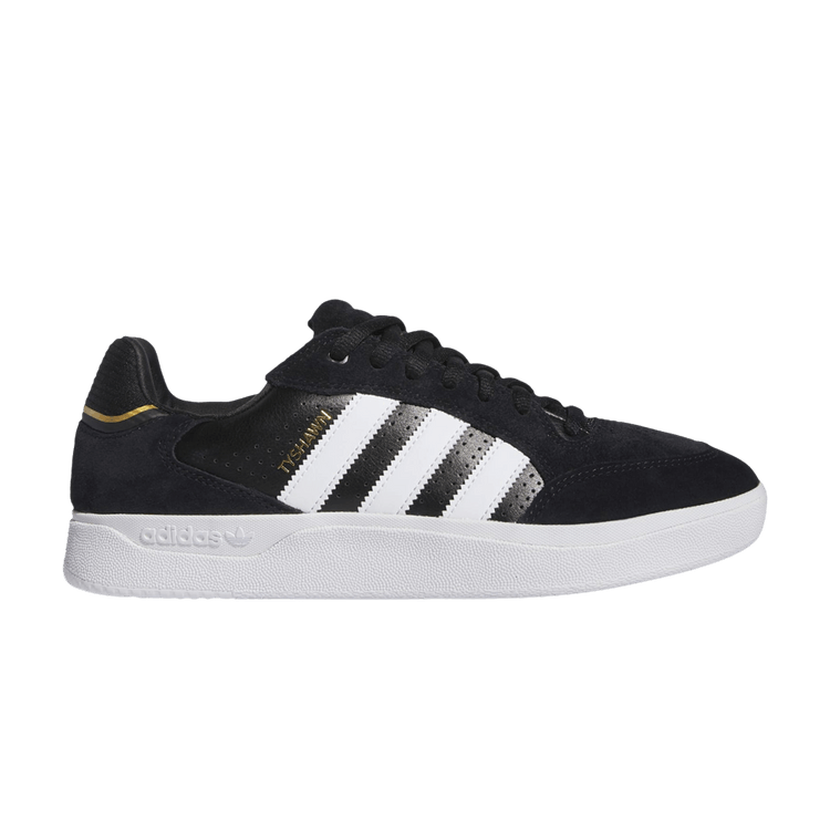 Adidas Tyshawn Low 'Black Gold Metallic Suede' — Core Black/Cloud White/Gold Metallic