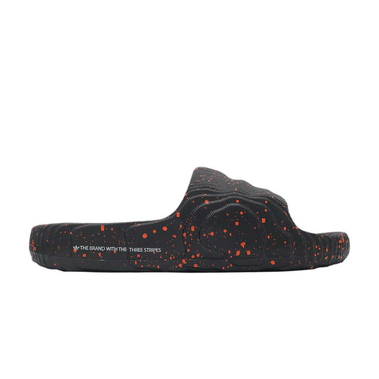 Adidas Adilette 22 Slide 'Black Orange Speckled' — Core Black/Orange/Crystal White