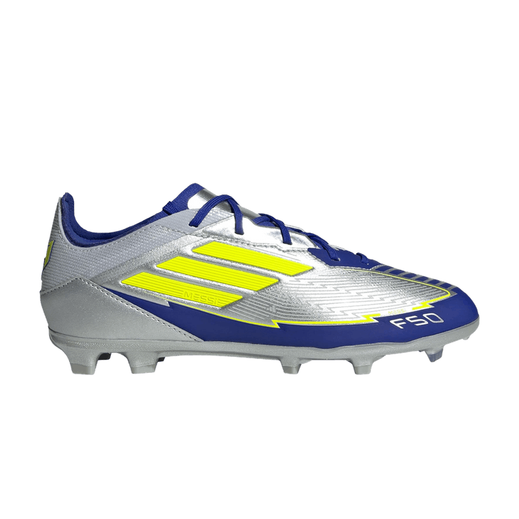adidas Messi Adizero F50 Elite FG K 'La Vida Rapida Pack' — Silver Metallic/Solar Yellow/Lucid Blue