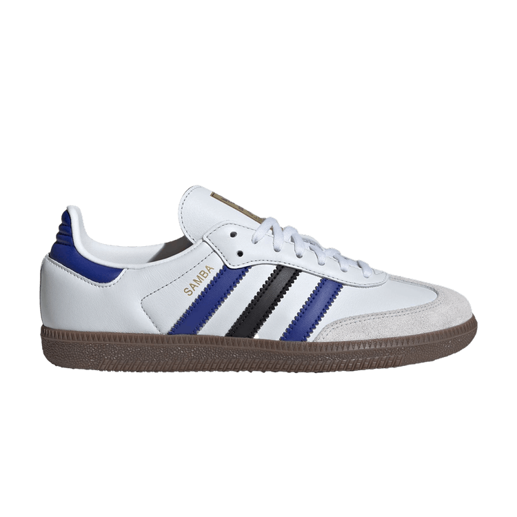 Adidas Samba OG J 'White Active Blue Black' — Crystal White/Active Blue/Matte Gold