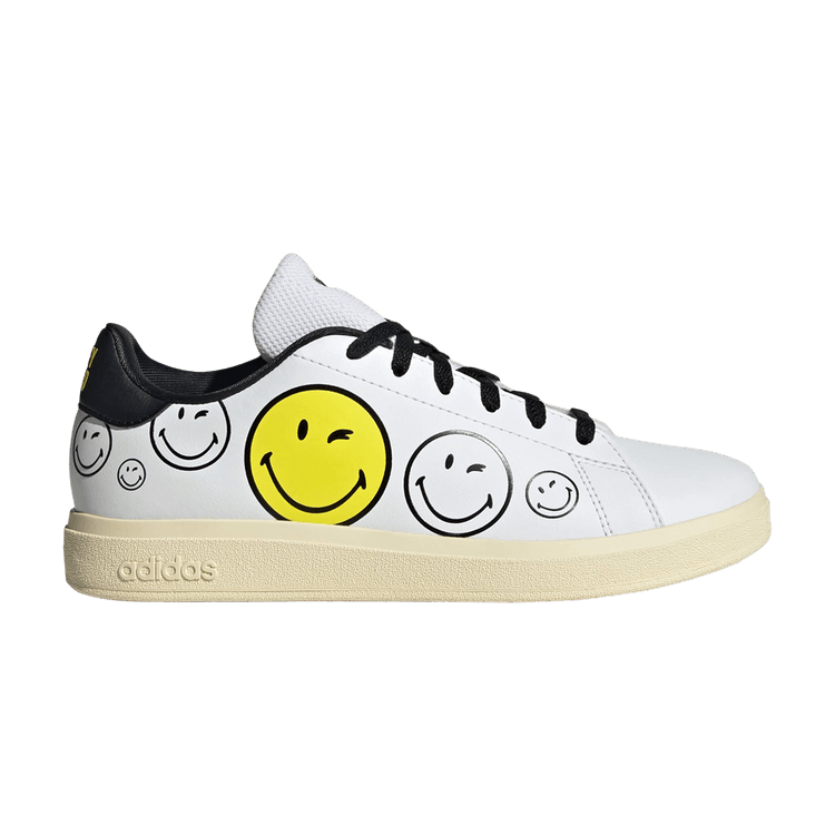 Smiley x adidas Advantage Base 2.0 J 'Smiley Graphics' — Cloud White/Bright Yellow/Core Black