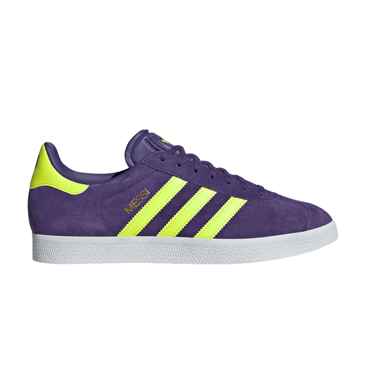 Lionel Messi x adidas Gazelle 'Triunfo Estelar Pack' — Purple/Lucid Lemon/Cloud White