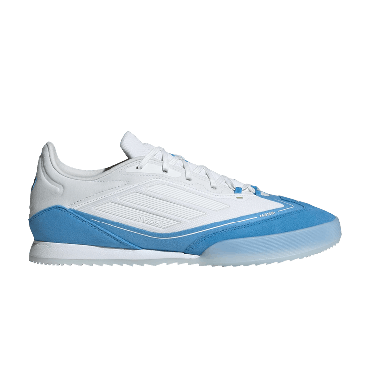 Adidas Messi Adizero F50 Freestyle 'White Blue Burst' — Cloud White/Gold Metallic/Blue Burst