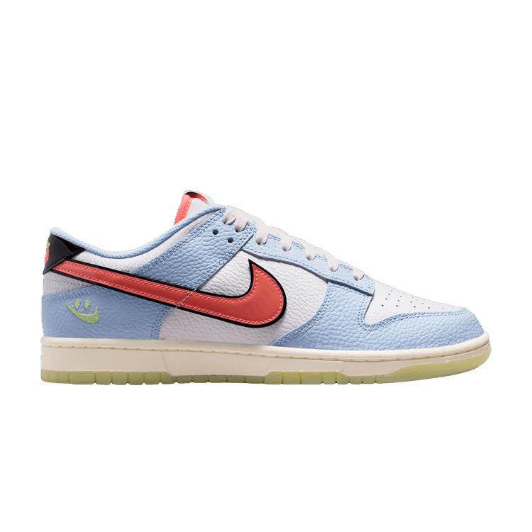 Nike Dunk Low Patent Leather 'Smiley Face' — White/Flash Crimson/Hydrogen Blue