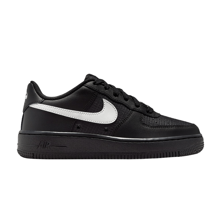 Nike Air Force 1 Tech GS 'Black White' — Black/Black/White