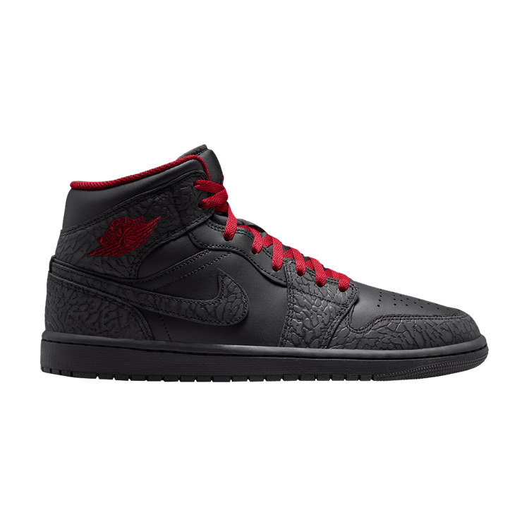 Air Jordan 1 Mid SE 'Elephant Print Black Tough Red' — Black/Black/Tough Red