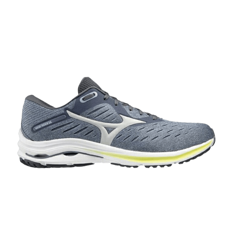 Mizuno Wave Rider 24 Super Wide 'Blue Grey Yellow' — Blue/Grey/Yellow