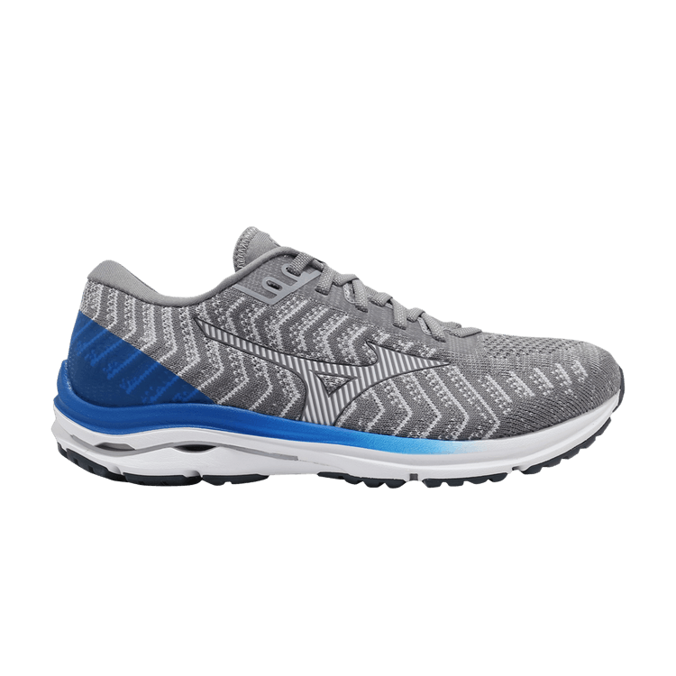 Mizuno Wave Rider 24 Waveknit Super Wide 'Grey Blue' — Grey/White/Blue
