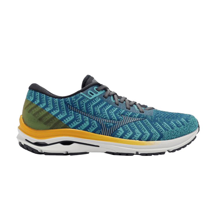 Mizuno Wave Rider 24 Waveknit Super Wide 'Blue Orange' — Blue/Orange