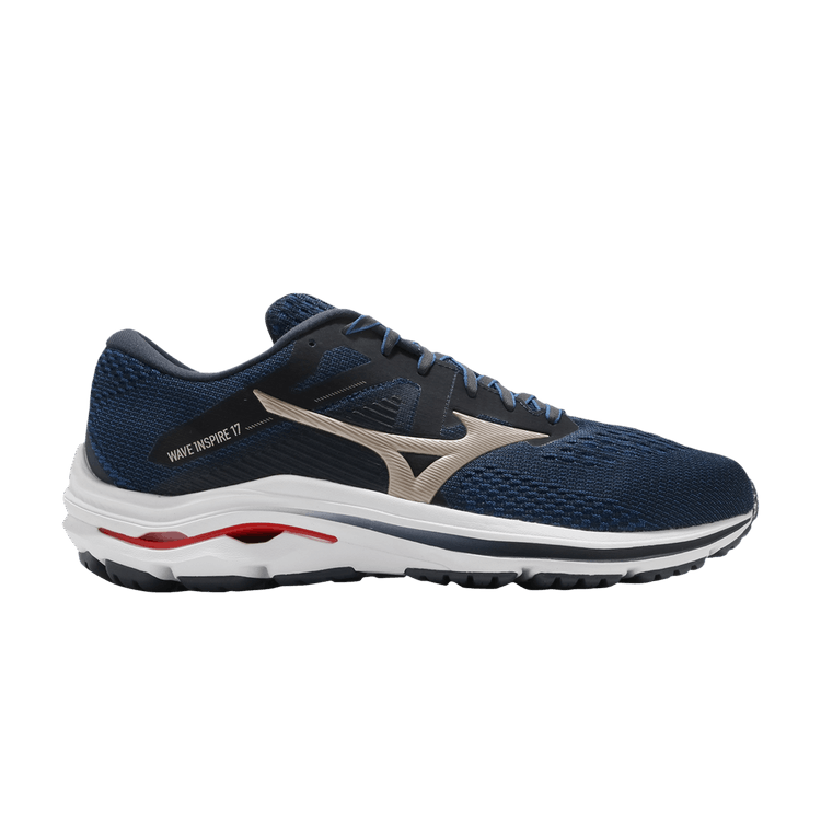 Mizuno Wave Inspire 17 Super Wide 'Navy Gold' — Navy/Gold/Red