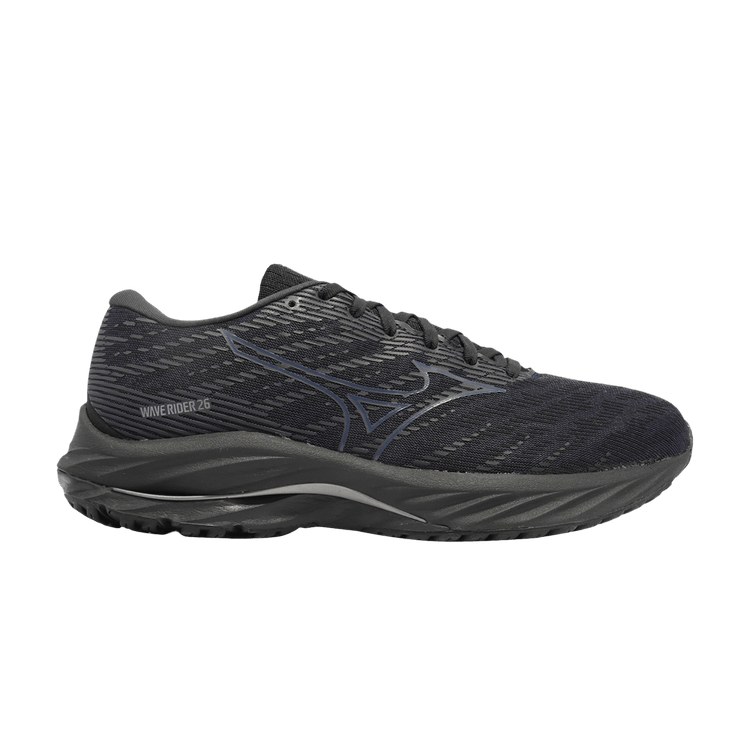 Mizuno Wave Rider 26 Super Wide 'Black Dark Grey' — Black/Dark Grey