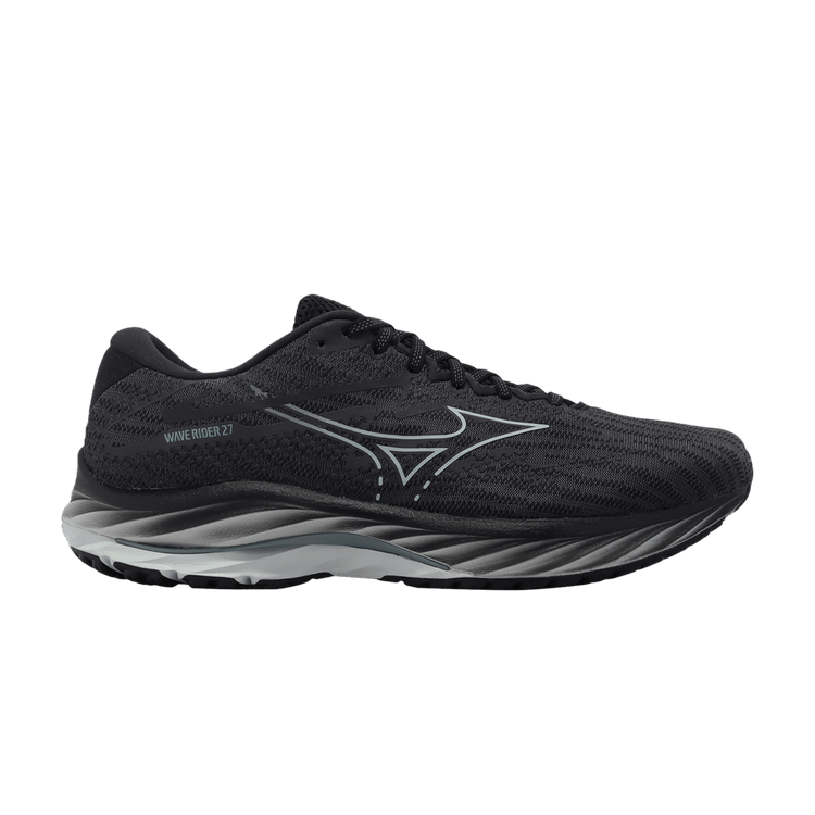 Mizuno Wave Rider 27 Super Wide 'Ebony Black' — Ebony/Illusion Blue/Black