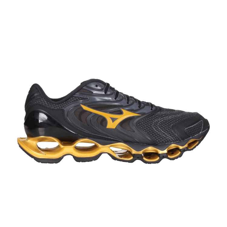 Mizuno Wave Prophecy 12 S 'Black Gold Reflective' — Black/Gold Reflective