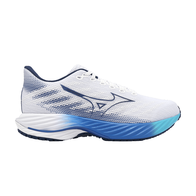 Mizuno Wave Rider 28 Super Wide 'White Estate Blue' — White/Estate Blue