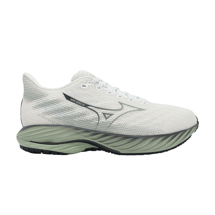 Mizuno Wave Rider 28 Super Wide 'Snow White Frosty Green' — Snow White/Frosty Green/Black Sand