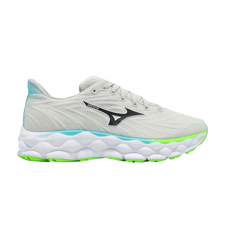 Mizuno Wave Sky 8 Super Wide 'Nimbus Cloud' — Nimbus Cloud/Black/Green Gecko