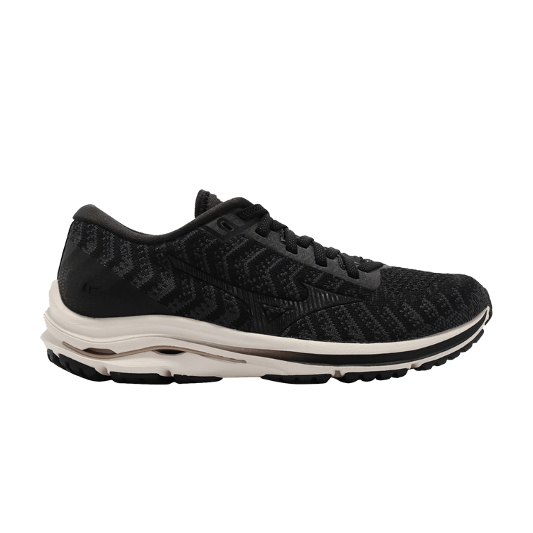 Mizuno Wmns Wave Rider 24 Waveknit 'Black Ivory' — Black/Ivory