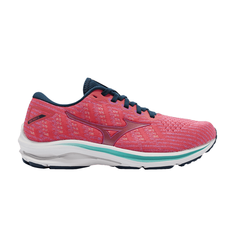 Mizuno Wmns Wave Rider 25 Waveknit Wide 'Pink' — Pink/Orange/Blue