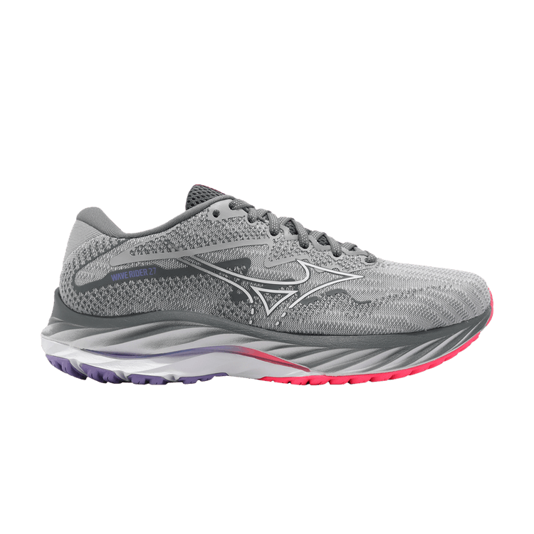 Mizuno Wmns Wave Rider 27 'Pearl Blue Hi-Vis Pink' — Pearl Blue/White/High-Vis Pink