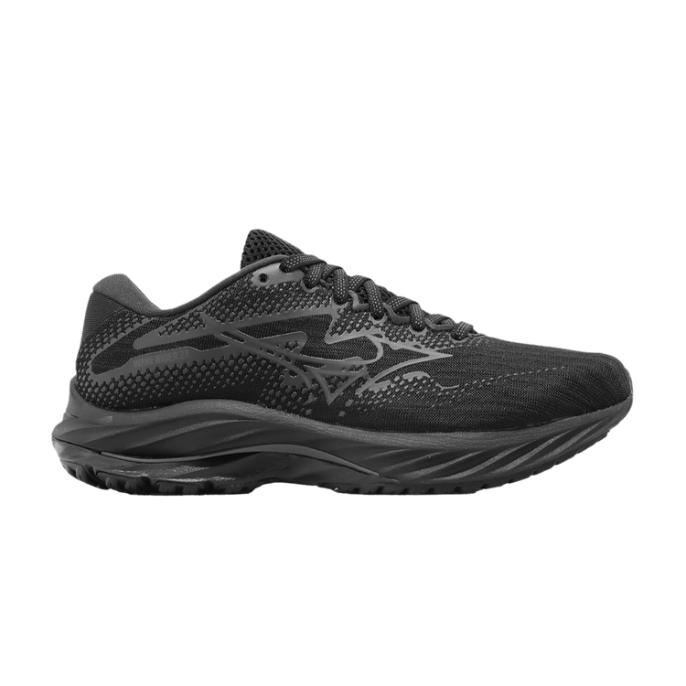 Mizuno Wmns Wave Rider 27 Super Wide 'Black Ebony' — Black/Ebony/Black