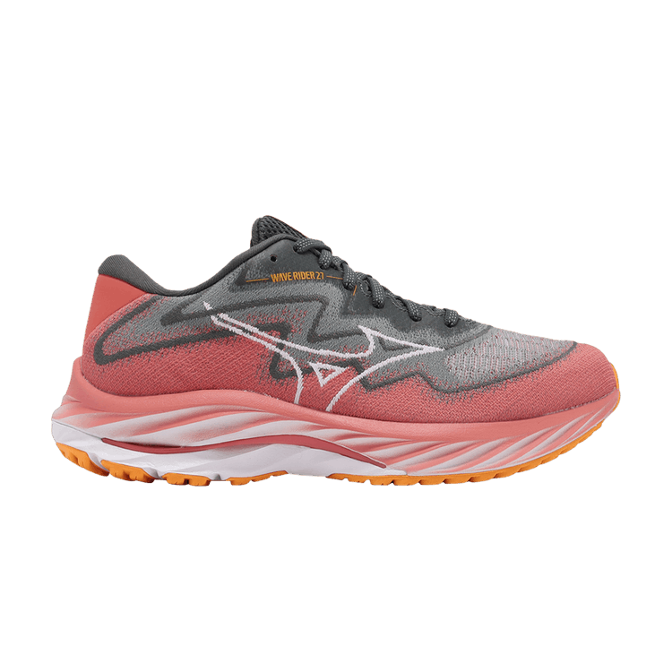 Mizuno Wmns Wave Rider 27 4E Super Wide 'Lead Dubarry' — Lead/White/Dubarry