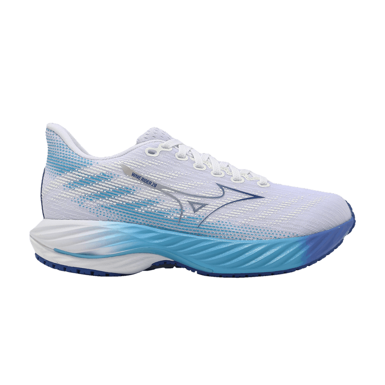 Mizuno Wmns Wave Rider 28 Wide 'White Mugen Blue' — White/Mugen Blue
