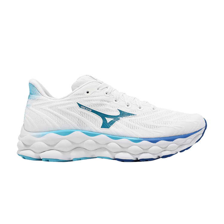 Mizuno Wmns Wave Sky 8 Super Wide 'White Mugen Blue' — White/Mercury Blue/Mugen Blue