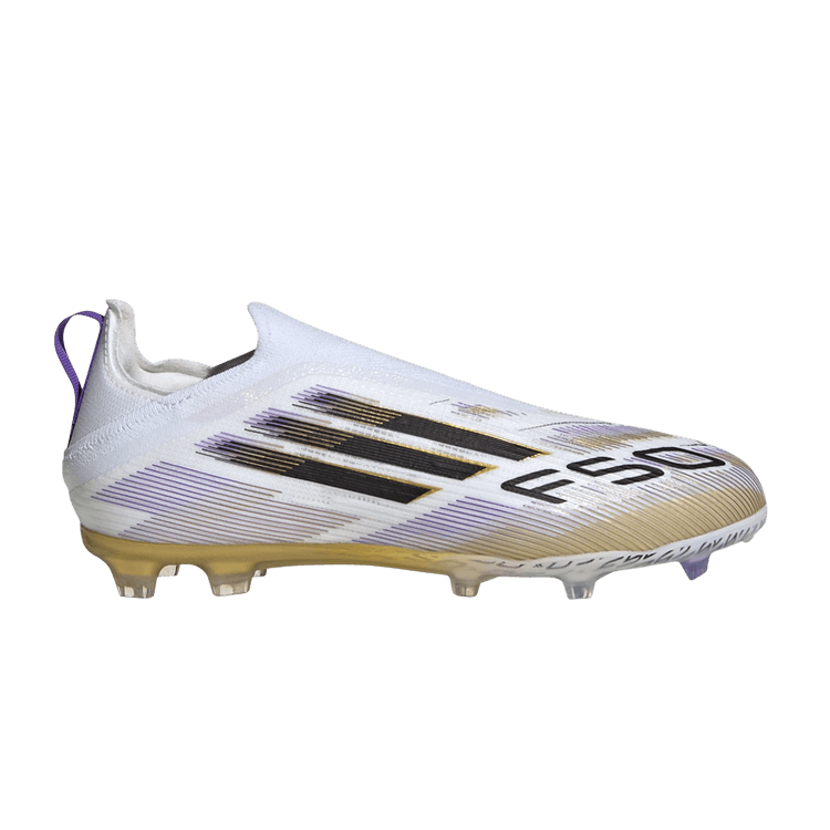 adidas Adizero F50 Elite Laceless FG K 'Road to Glory Pack' — Cloud White/Core Black/Gold Metallic