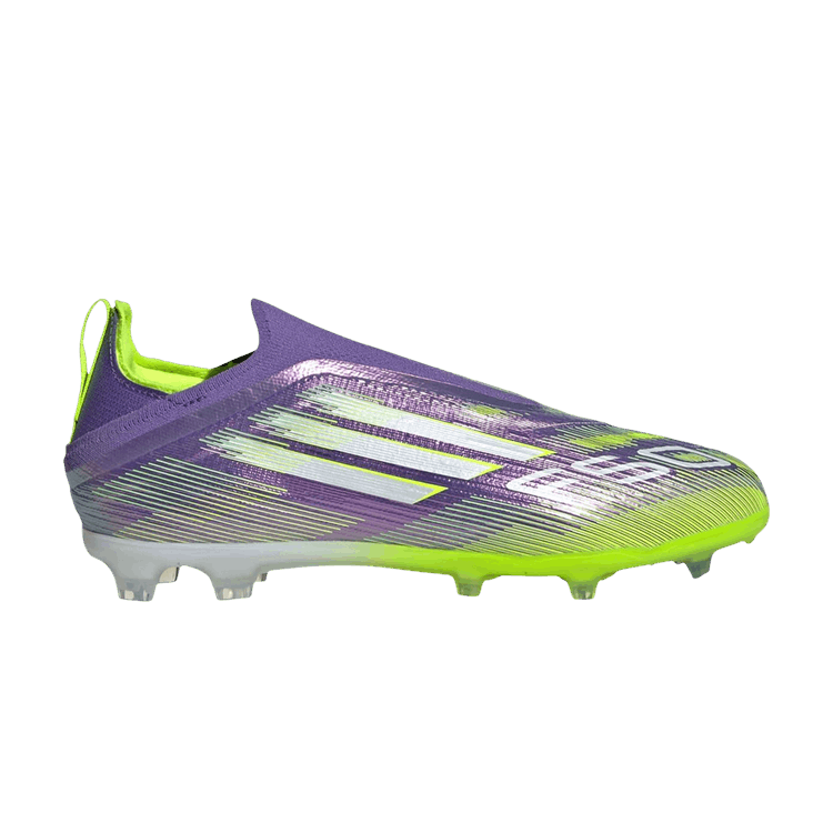 adidas Adizero F50 Elite Laceless FG K 'Radiant Blaze Pack' — Purple Rush/Cloud White/Lucid Lemon