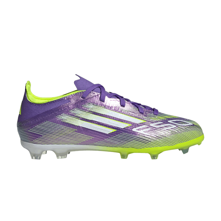 adidas Adizero F50 Elite FG K 'Radiant Blaze Pack' — Purple Rush/Cloud White/Lucid Lemon