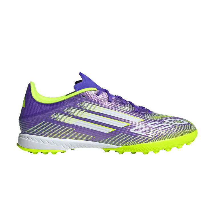 adidas Adizero F50 League TF 'Radiant Blaze Pack' — Purple Rush/Cloud White/Lucid Lemon