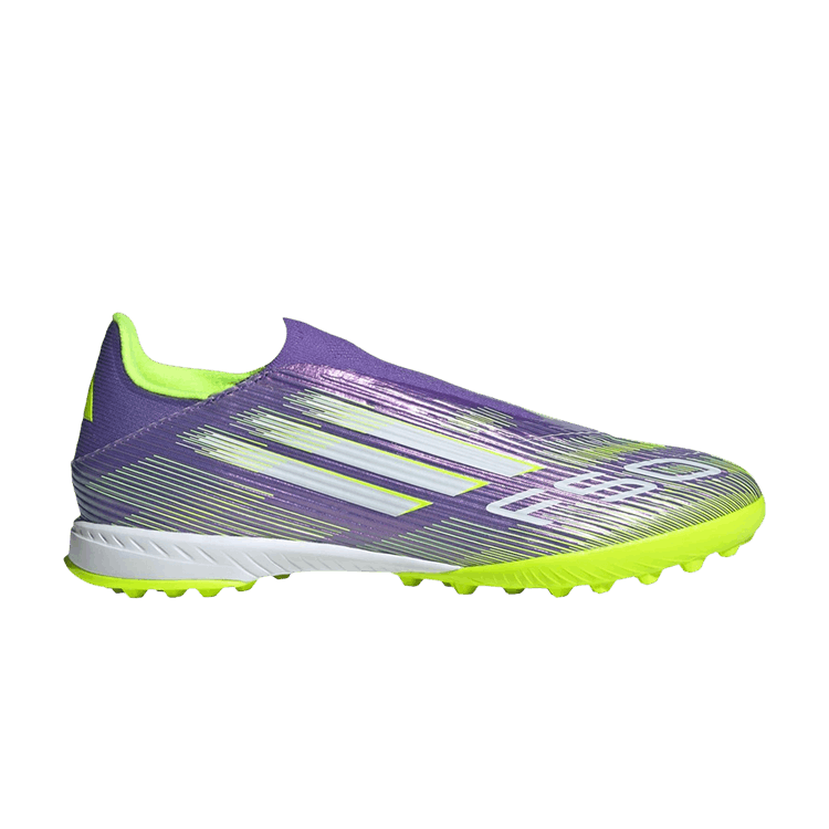 adidas Adizero F50 League Laceless TF 'Radiant Blaze Pack' — Purple Rush/Cloud White/Lucid Lemon