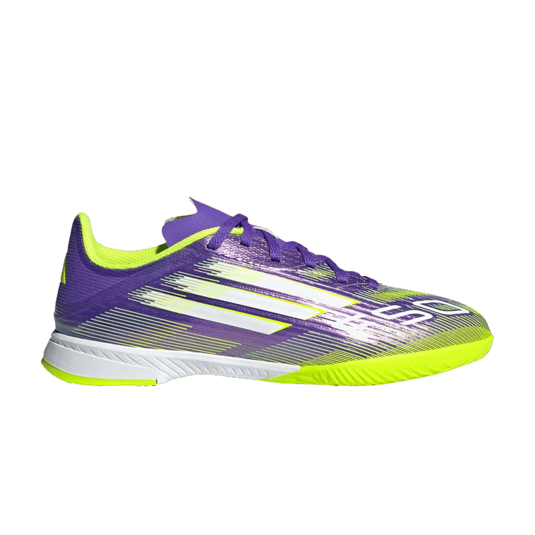 adidas Adizero F50 League IN K 'Radiant Blaze Pack' — Purple Rush/Cloud White/Lucid Lemon