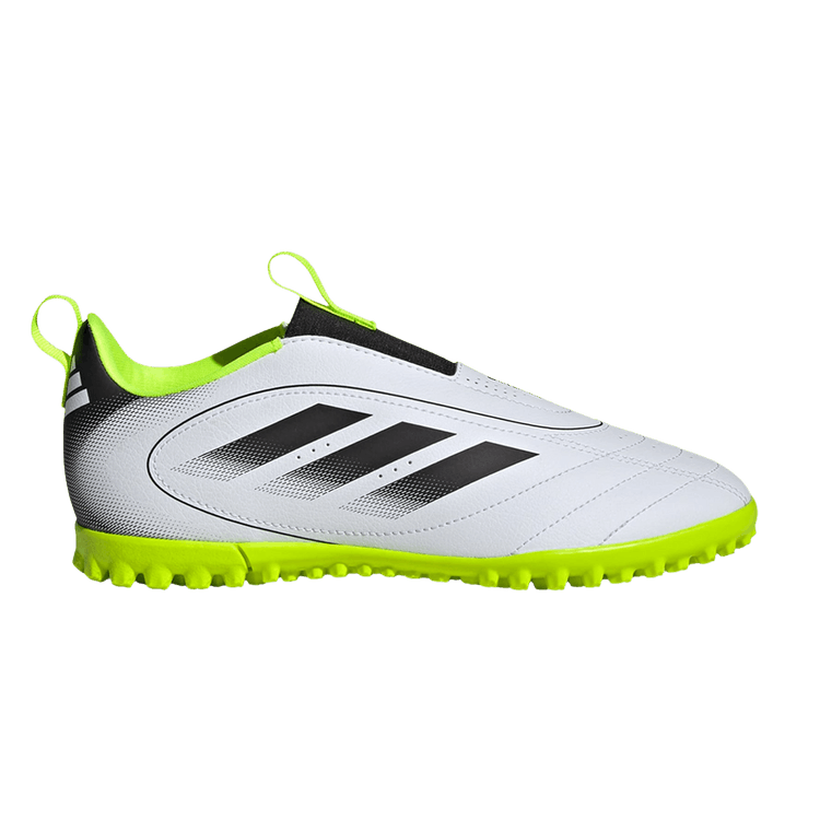 Adidas Goletto 9 Laceless Turf K 'White Black Lucid Lemon' — Cloud White/Core Black/Lucid Lemon