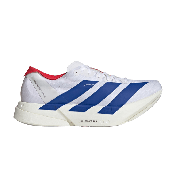 adidas Adizero Adios Pro 4 'Cloud White Royal Blue Pure Ruby' — Cloud White/Royal Blue/Pure Ruby