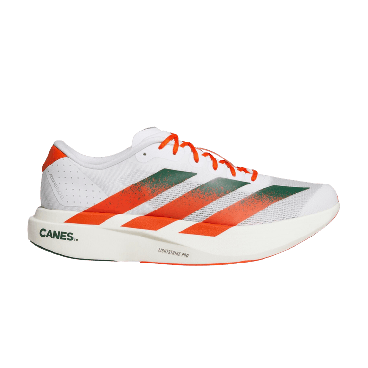 NCAA x adidas Adizero Evo SL 'Miami' — Footwear White/Dark Green/Collegiate Orange