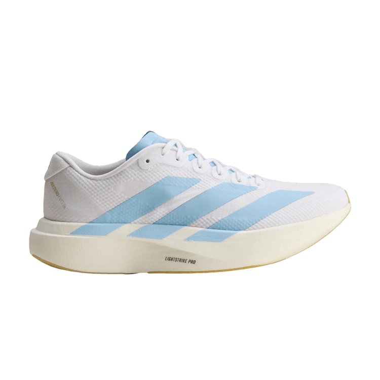 adidas Wmns Adizero Evo SL 'Cloud White Clear Blue Matte Gold' — Cloud White/Clear Blue/Matte Gold