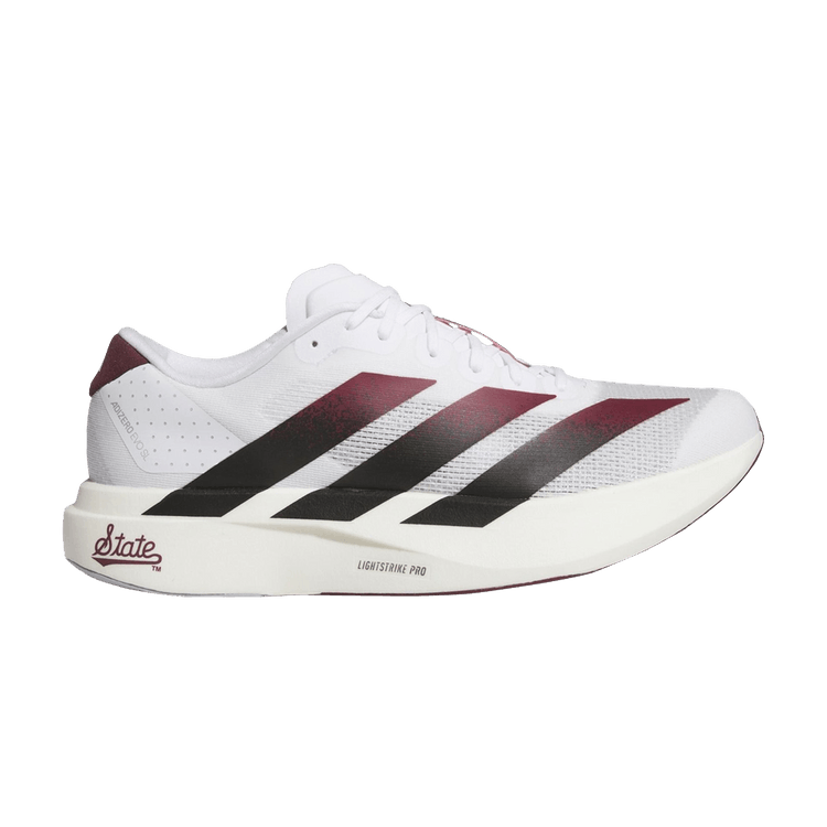 NCAA x adidas Adizero Evo SL 'Mississippi' — Footwear White/Core Black/Team Maroon