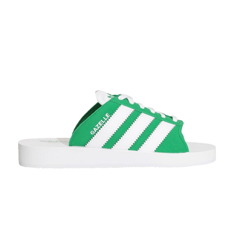 Adidas Gazelle Beach Slides 'Green' — Green/Footwear White/Footwear White
