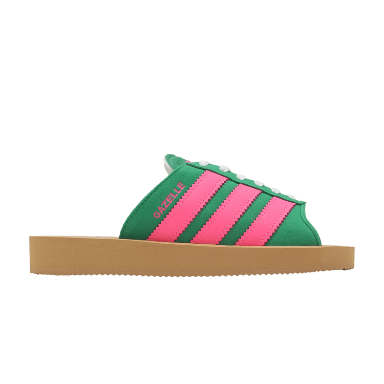 Adidas Wmns Gazelle Beach Slides 'Court Green Lucid Pink' — Court Green/Lucid Pink/Cloud White