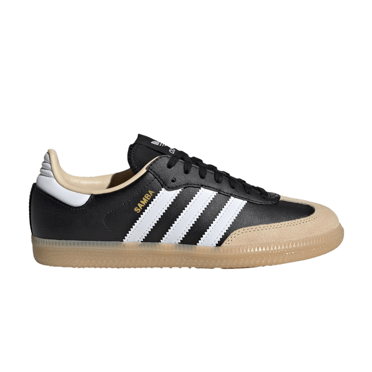 adidas Samba OG J 'Black White Beige Gum' — Core Black/Cloud White/Gum